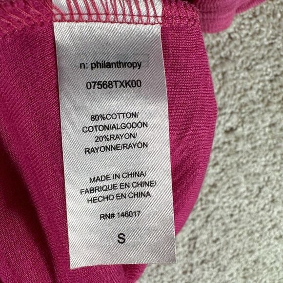 N Philanthropy Irene Bodysuit NWT Small Pink Ribbed Cutout Short Sleeve Crew - Picture 12 of 12